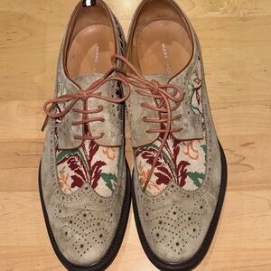 Marc Nolan Men's Suede Brogue Oxfords - Beige and Multicolor size 14